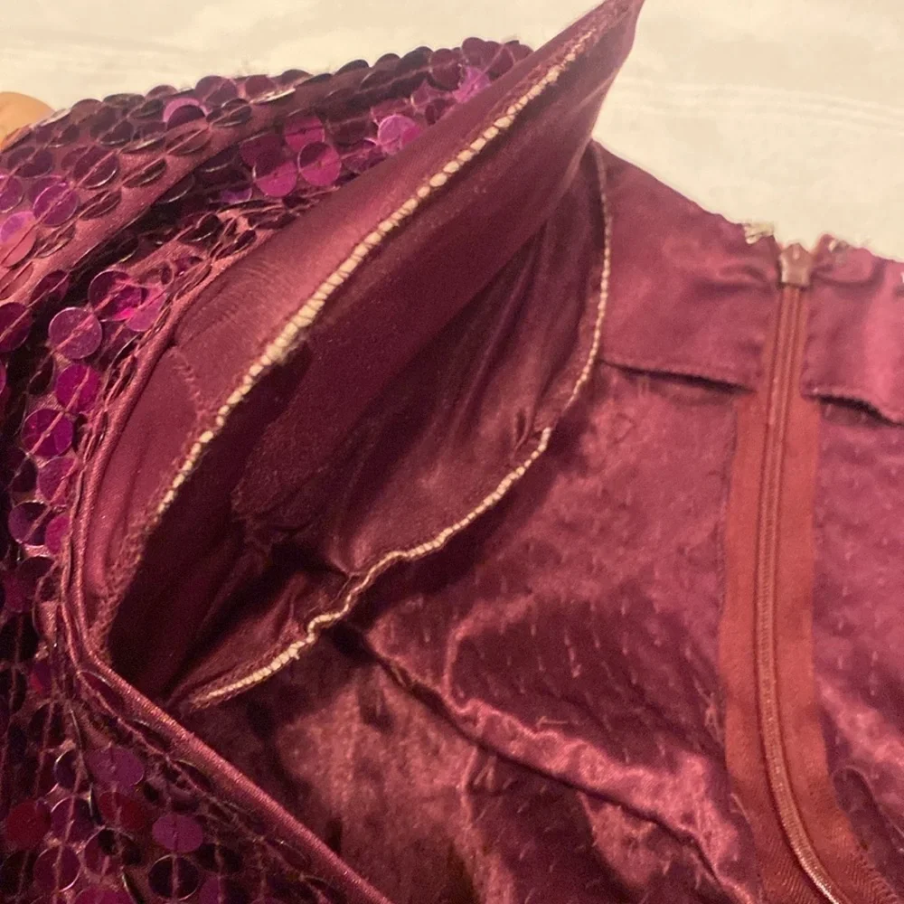 RARE Vtg Purple Sequin Oleg Cassini cocktail formal party midi long Dress sz 10